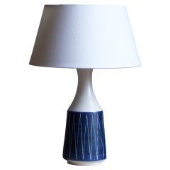 Andersson & Johansson, Table Lamp, Blue Glazed Ceramic, Höganäs, Sweden, c 1940s