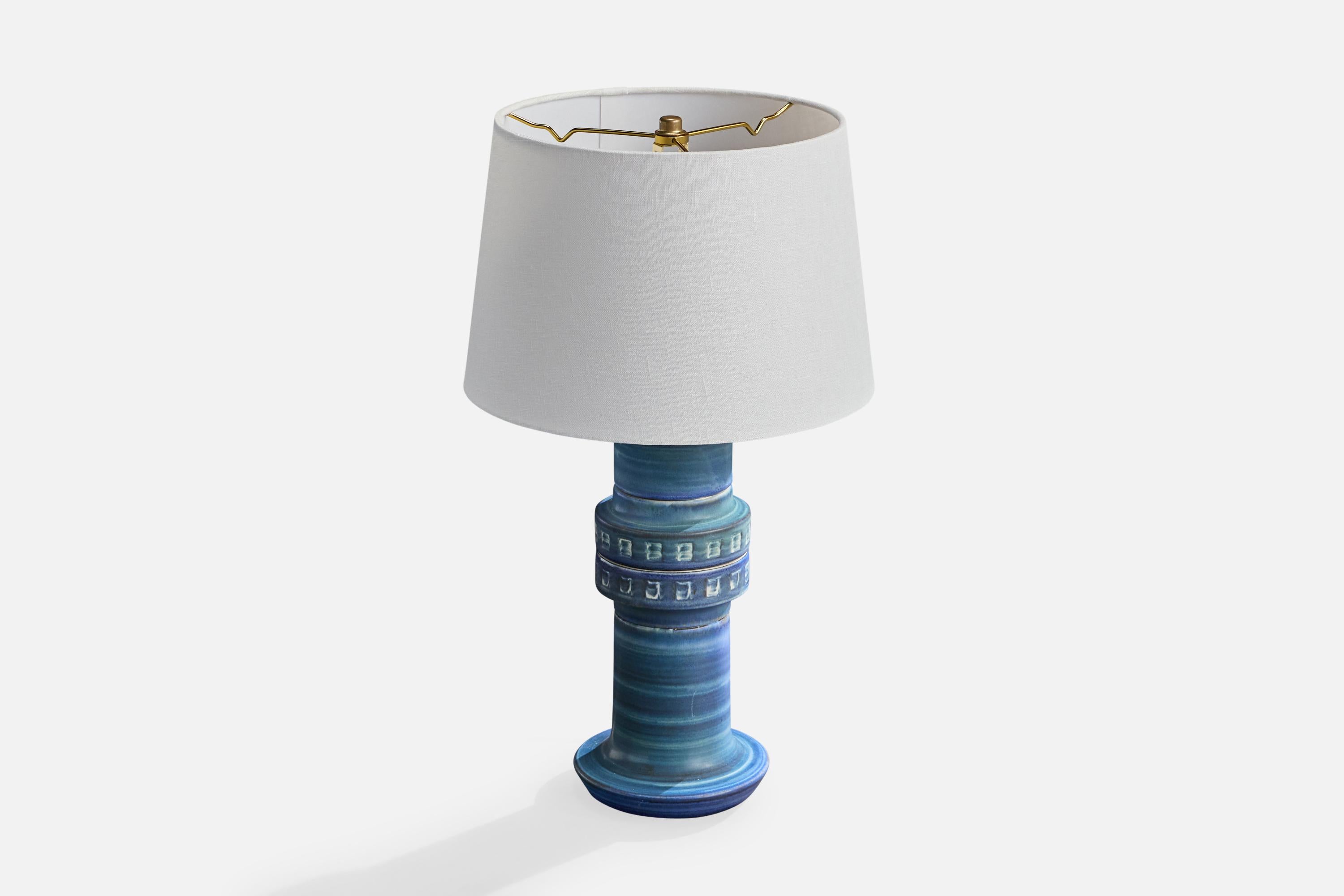 Swedish Andersson & Johansson, Table Lamp, Ceramic, Brass, Sweden, 1970s For Sale