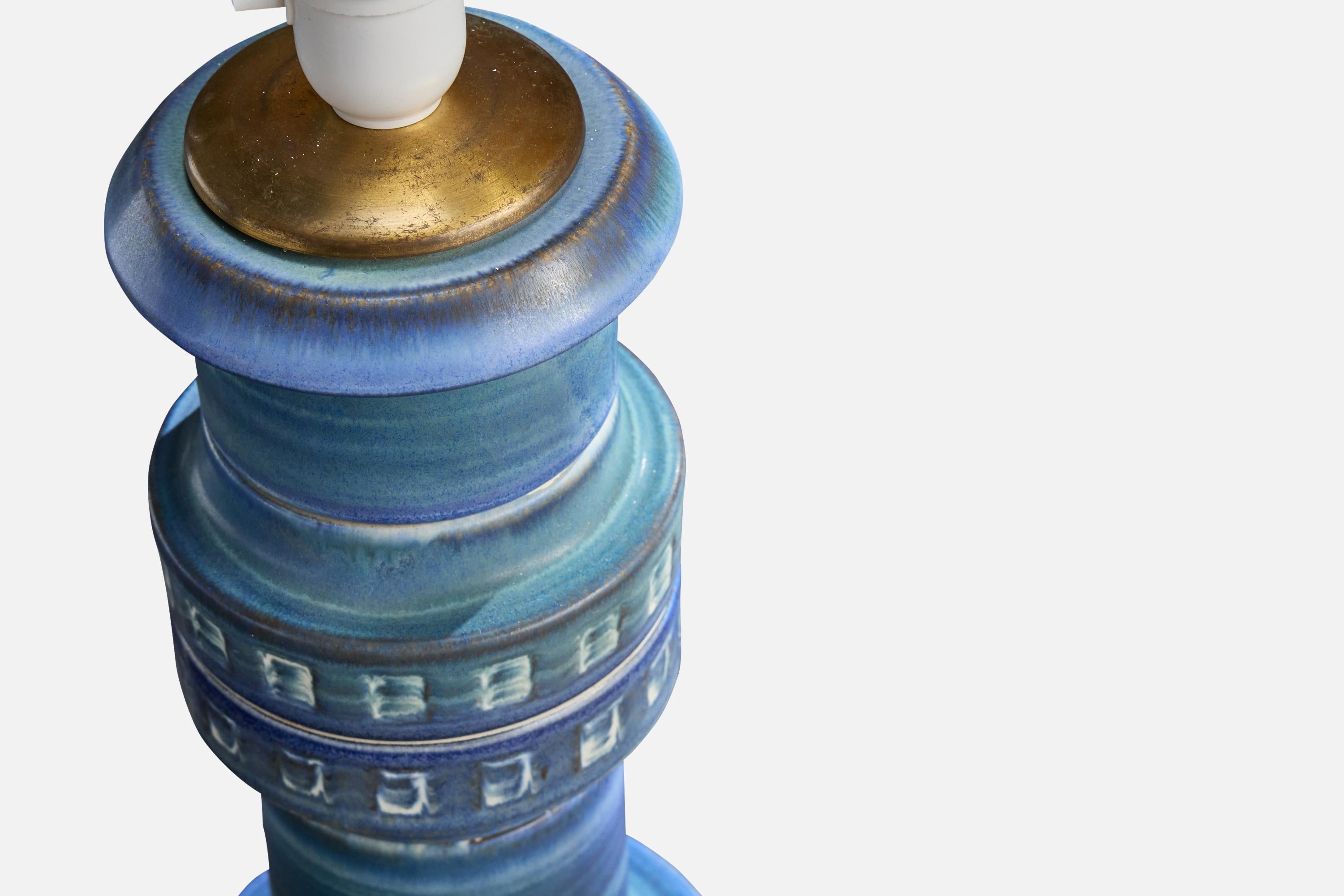 Late 20th Century Andersson & Johansson, Table Lamp, Ceramic, Brass, Sweden, 1970s For Sale