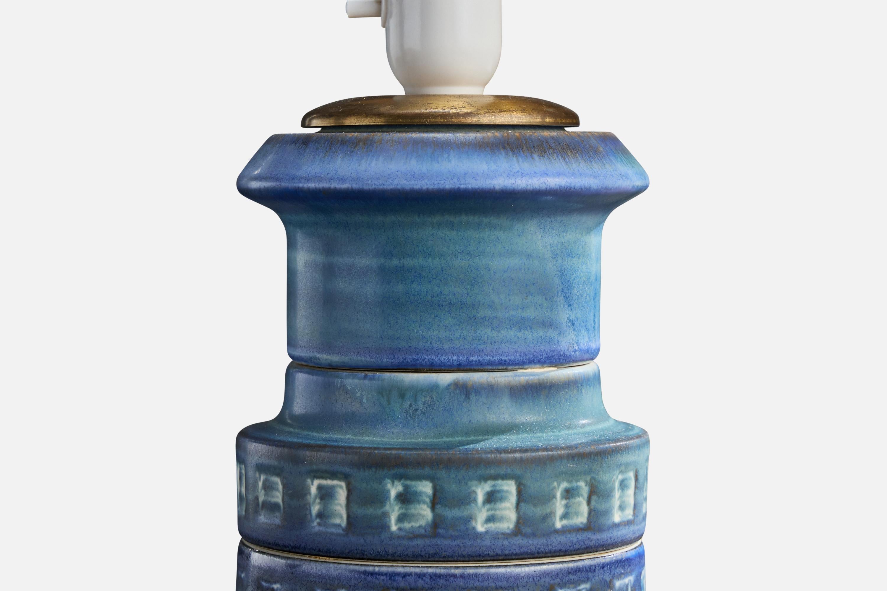 Andersson & Johansson, Table Lamp, Ceramic, Brass, Sweden, 1970s For Sale 1