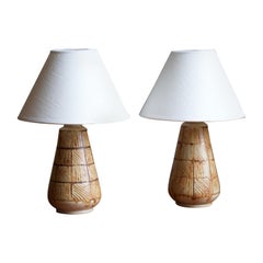 Andersson Johansson, Table lamps, Brown Glazed Stoneware, Höganäs, Sweden, 1930s