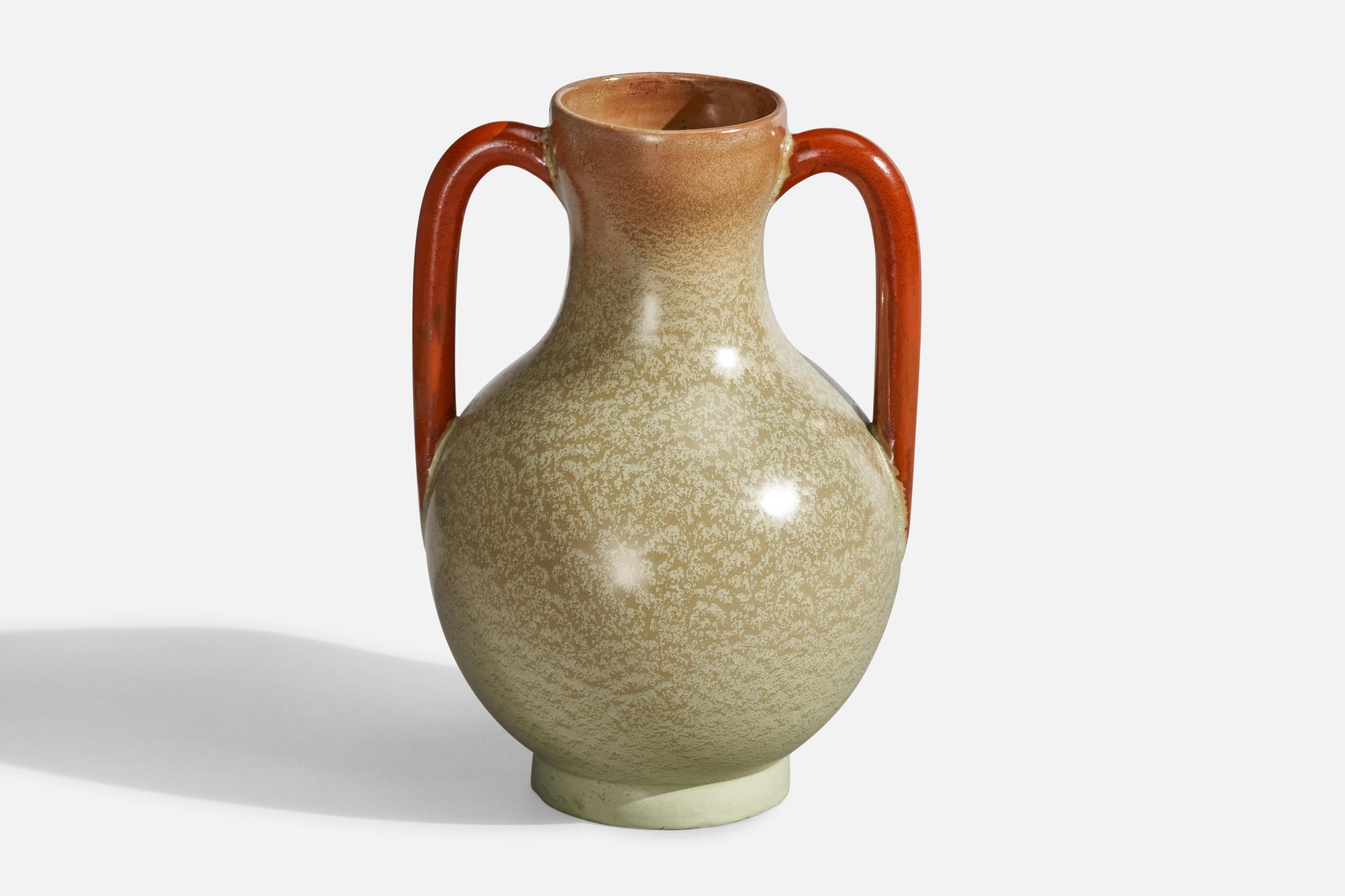 Vaso in gres smaltato arancione e grigio progettato e prodotto da Andersson & Johansson, Svezia, anni '40 circa.
