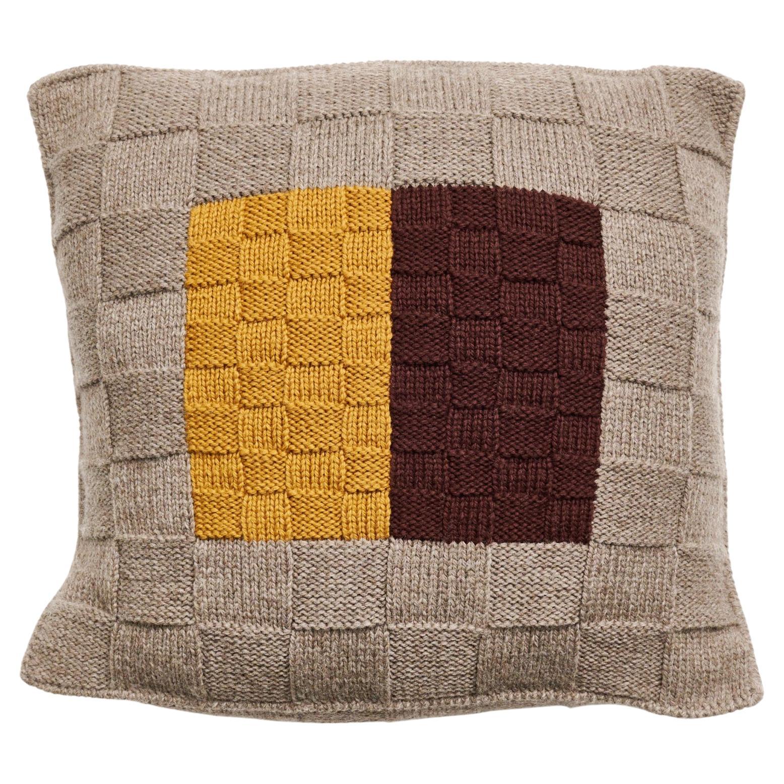 Coussin d'Andes tricoté à la main par des artisans péruviens en laine des Highlands des Andes en vente