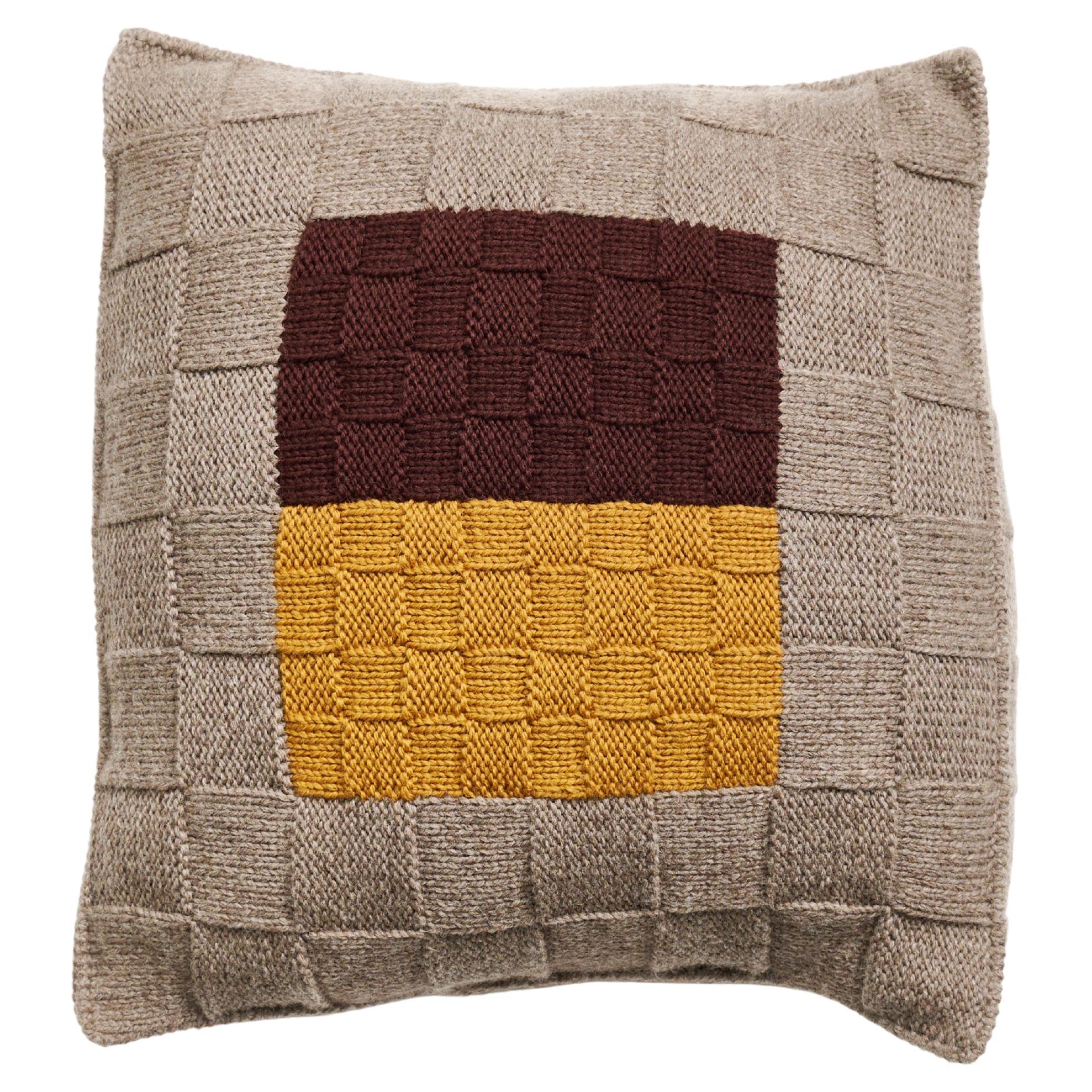 Coussin d'Andes tricoté à la main par des artisans péruviens en laine des Highlands des Andes en vente
