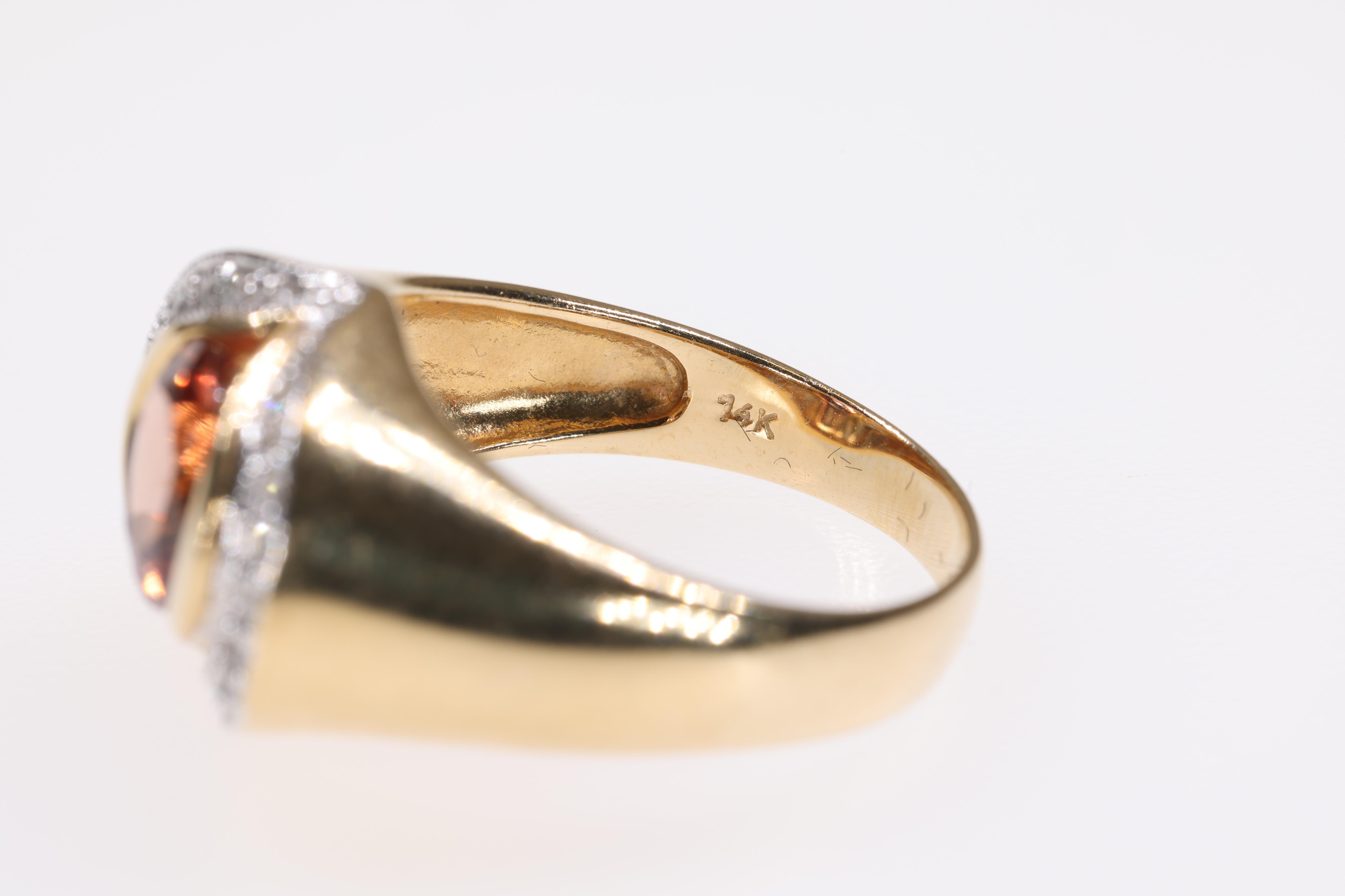 Andesin-Feldspat 14K Gelb & Weißgold zweifarbiger Ring mit 20 Diamanten als Akzent (Moderne) im Angebot