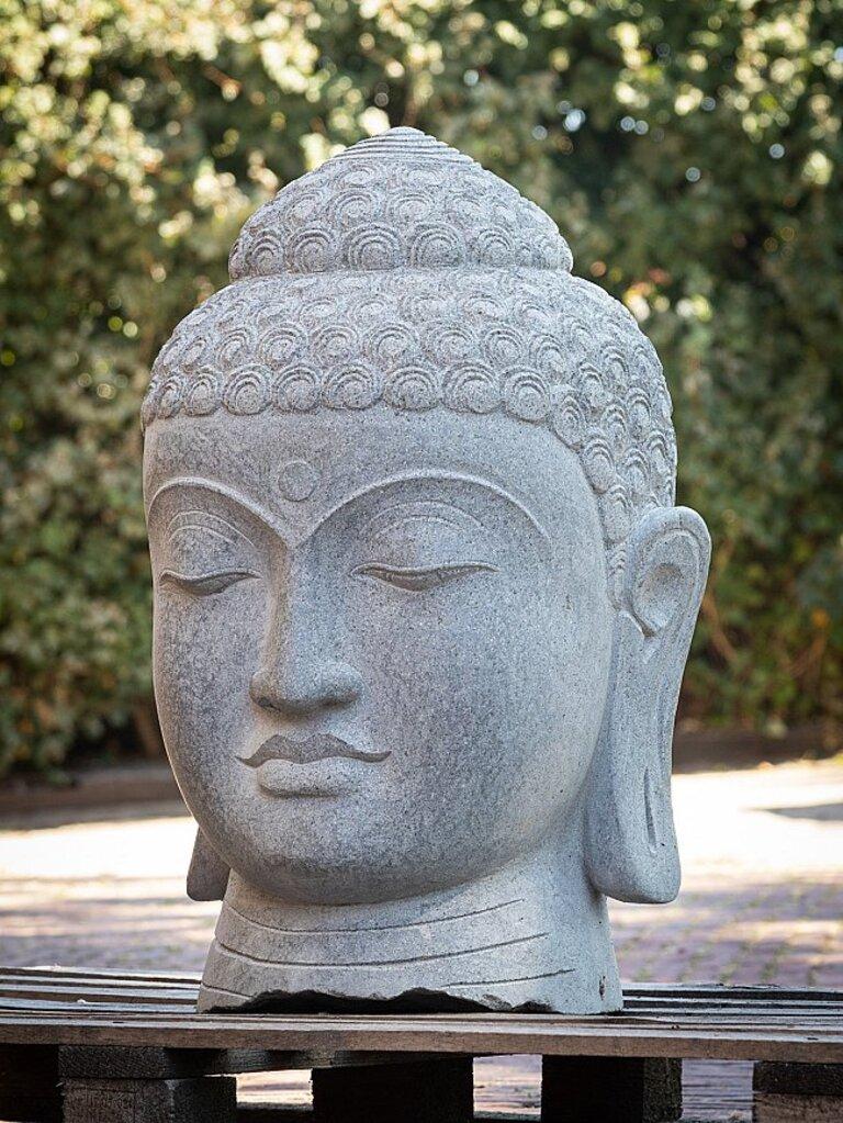 Indonesian Andesite Stone Buddha Head from Indonesia For Sale
