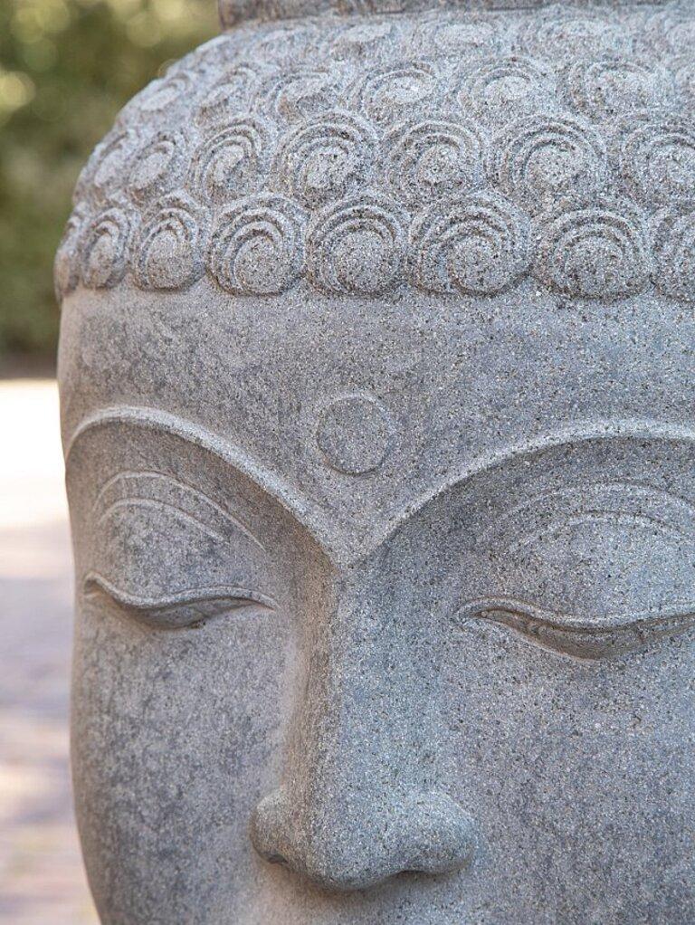 Buddha-Kopf aus Andesite-Stein aus Indonesien im Angebot 2