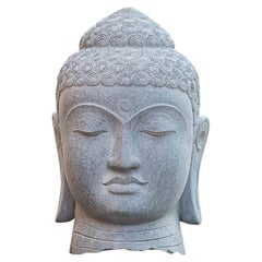 Buddha-Kopf aus Andesite-Stein aus Indonesien