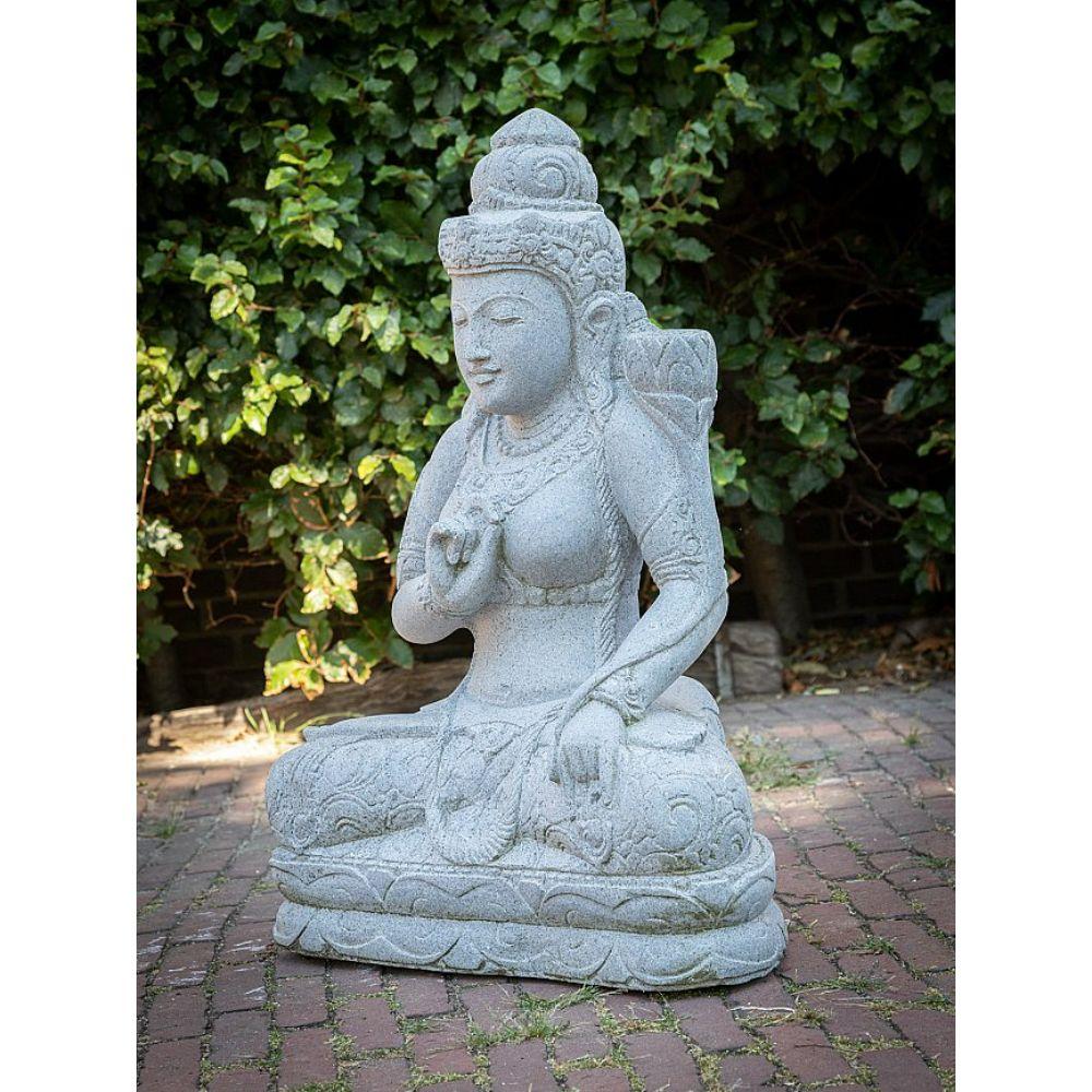 Andesite stone statue of Dewi Tara from Indonesia In Good Condition For Sale In DEVENTER, NL