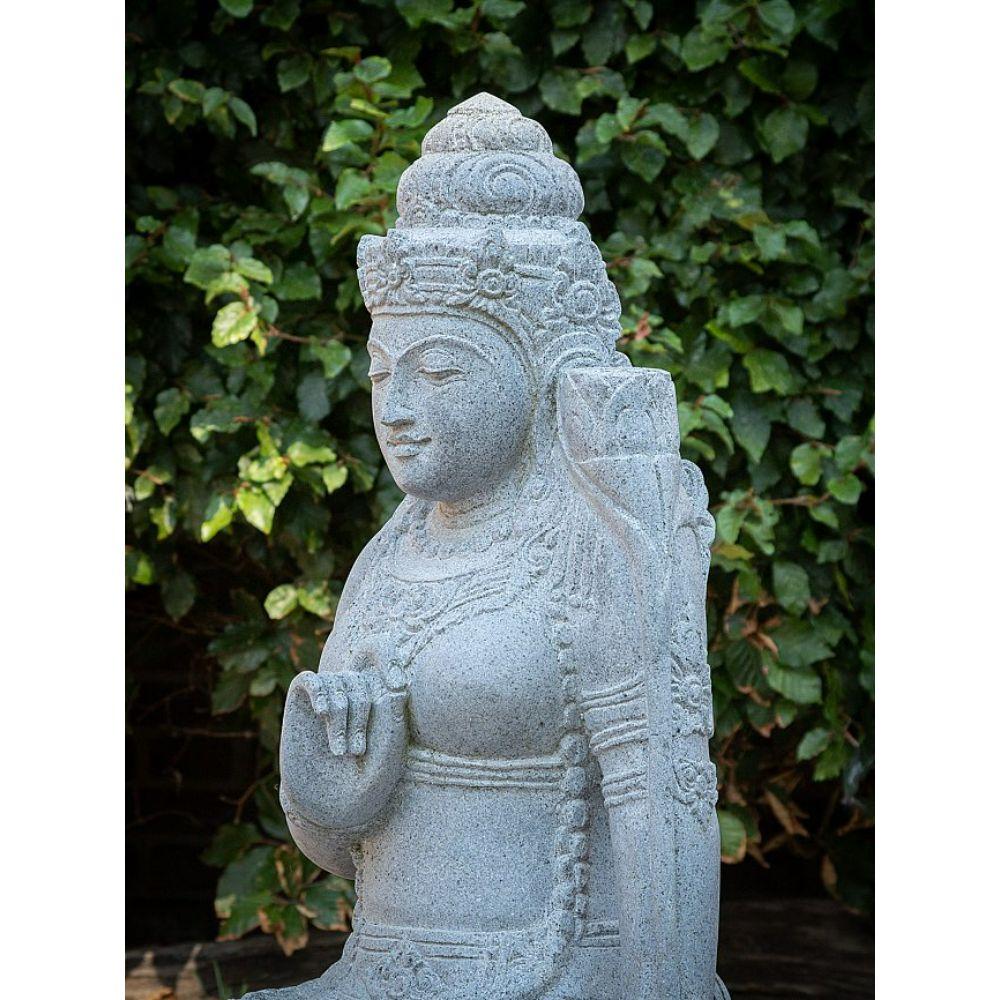 Andesite Stone Statue of Dewi Tara from Indonesia In Good Condition For Sale In DEVENTER, NL