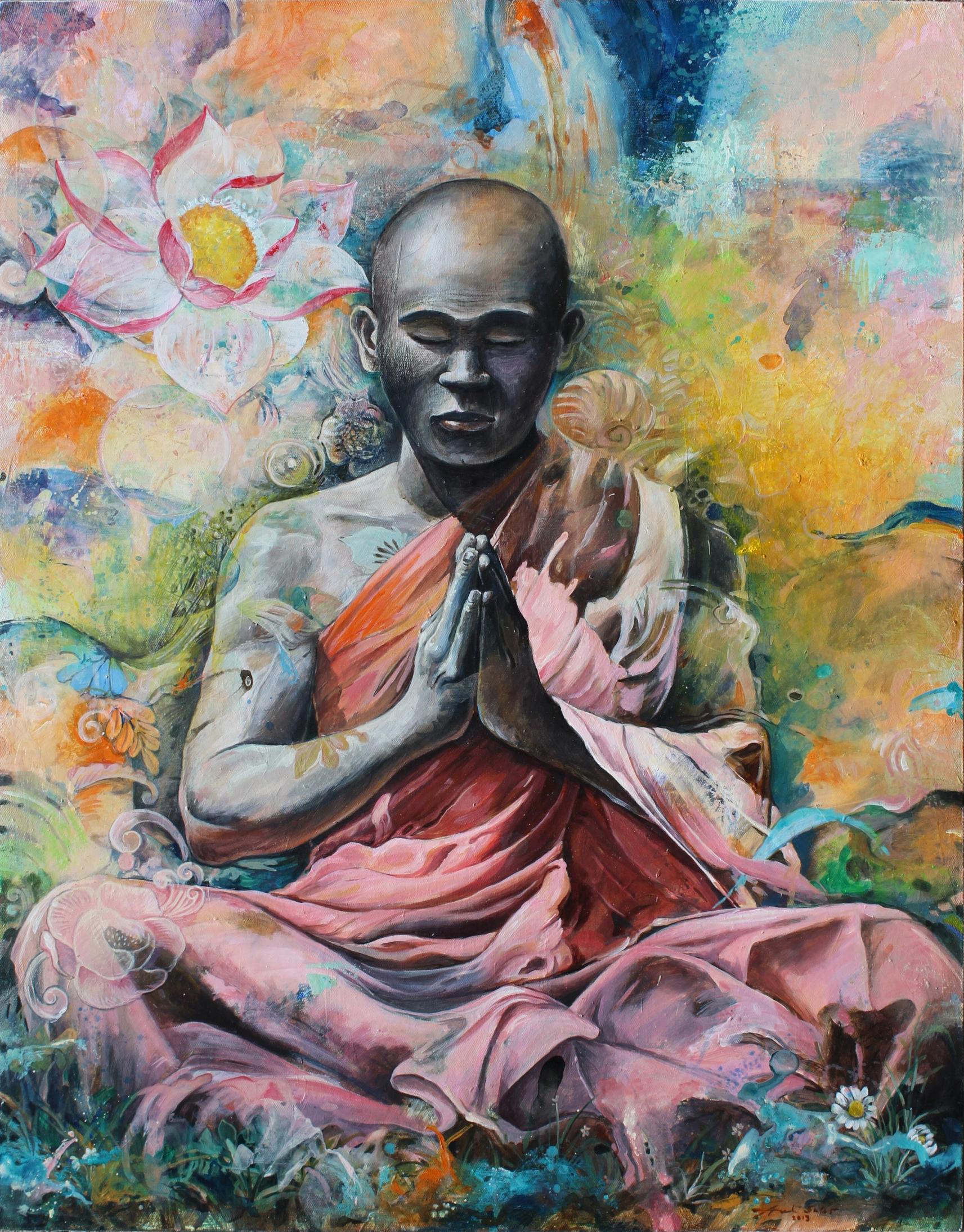 Andi Sules Portrait Painting - Meditation #1