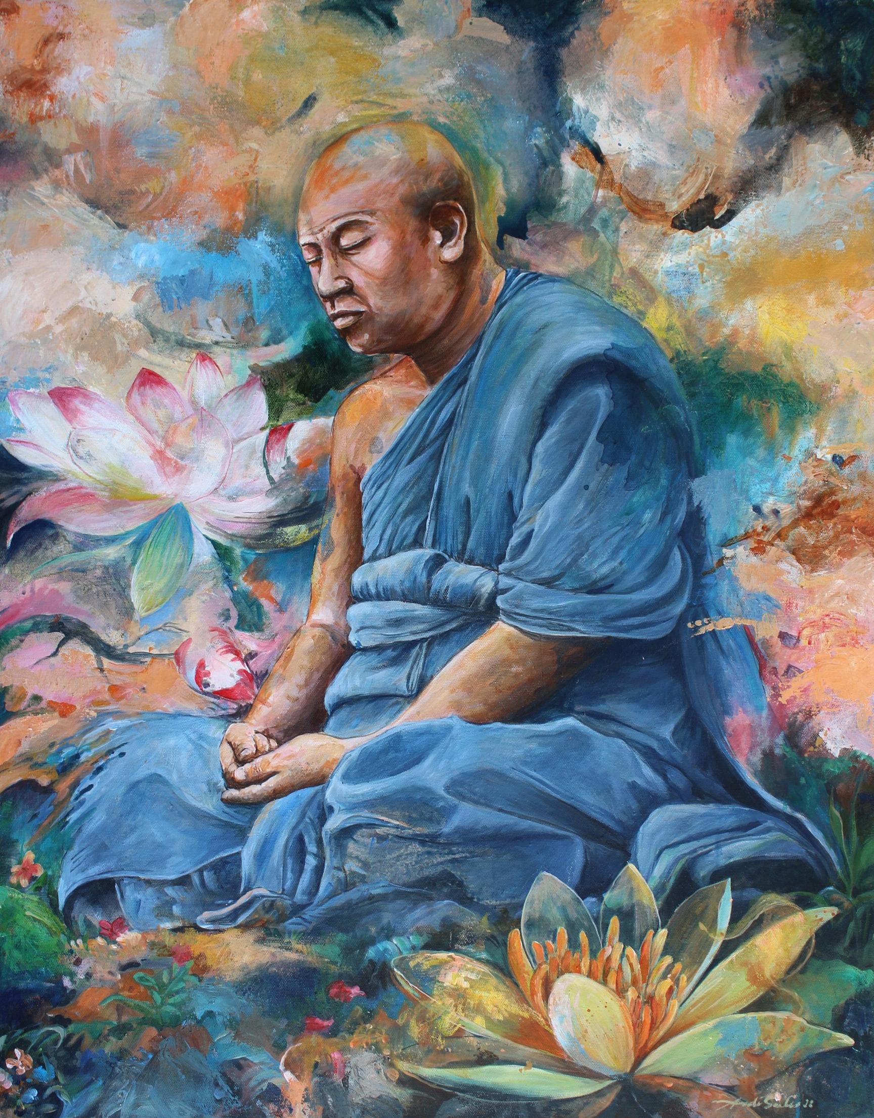 Andi Sules Portrait Painting - Meditation #3