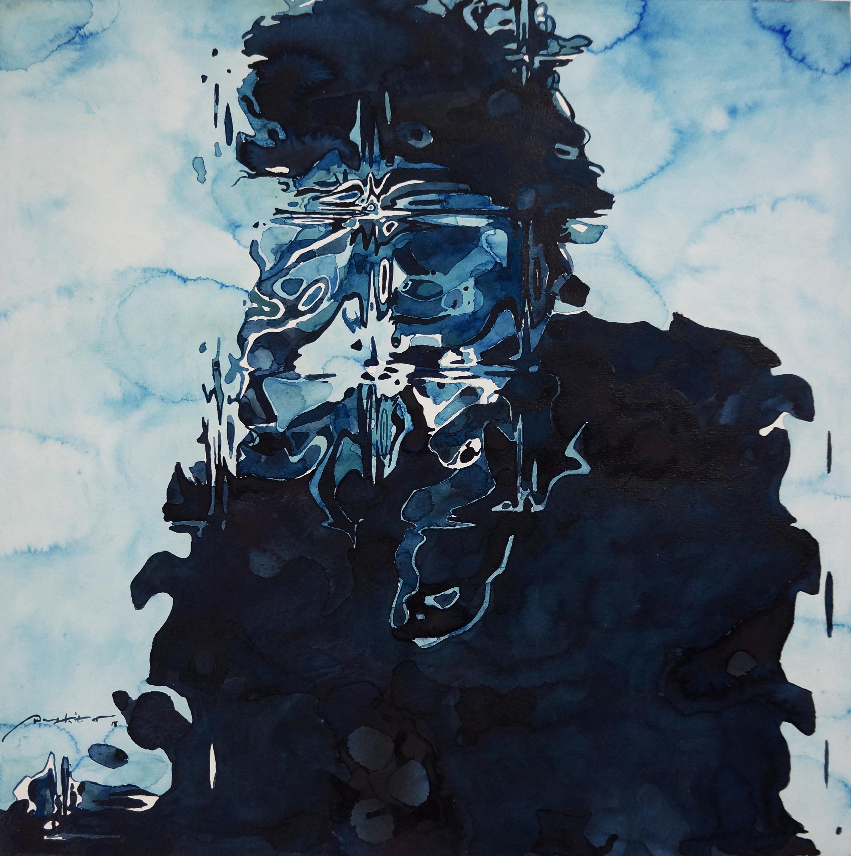 Andi Waskito Figurative Painting - Faded in Blue #3