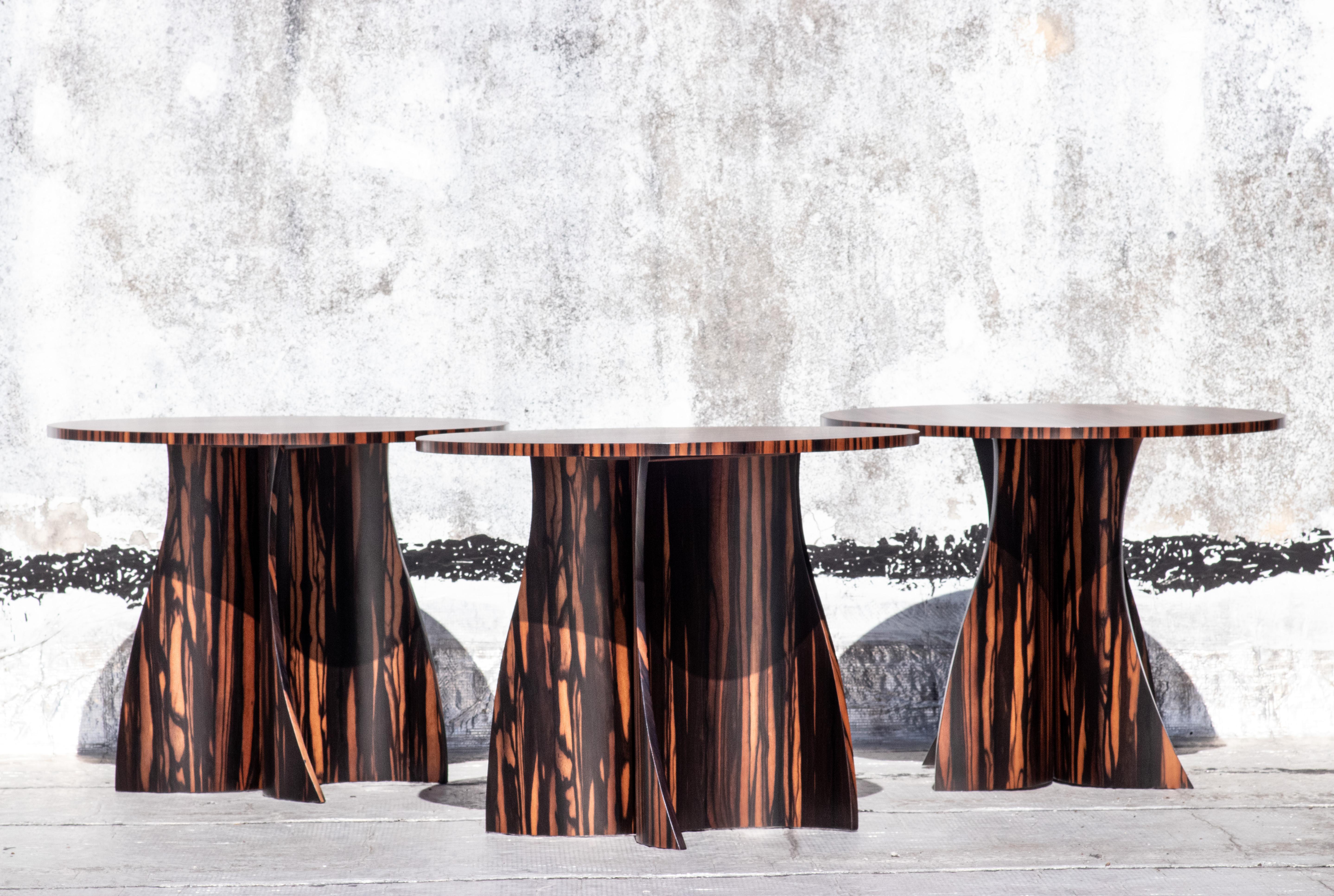 Modern Round Side Table in Macassar Ebony from Costantini, Andino - In Stock  For Sale 3