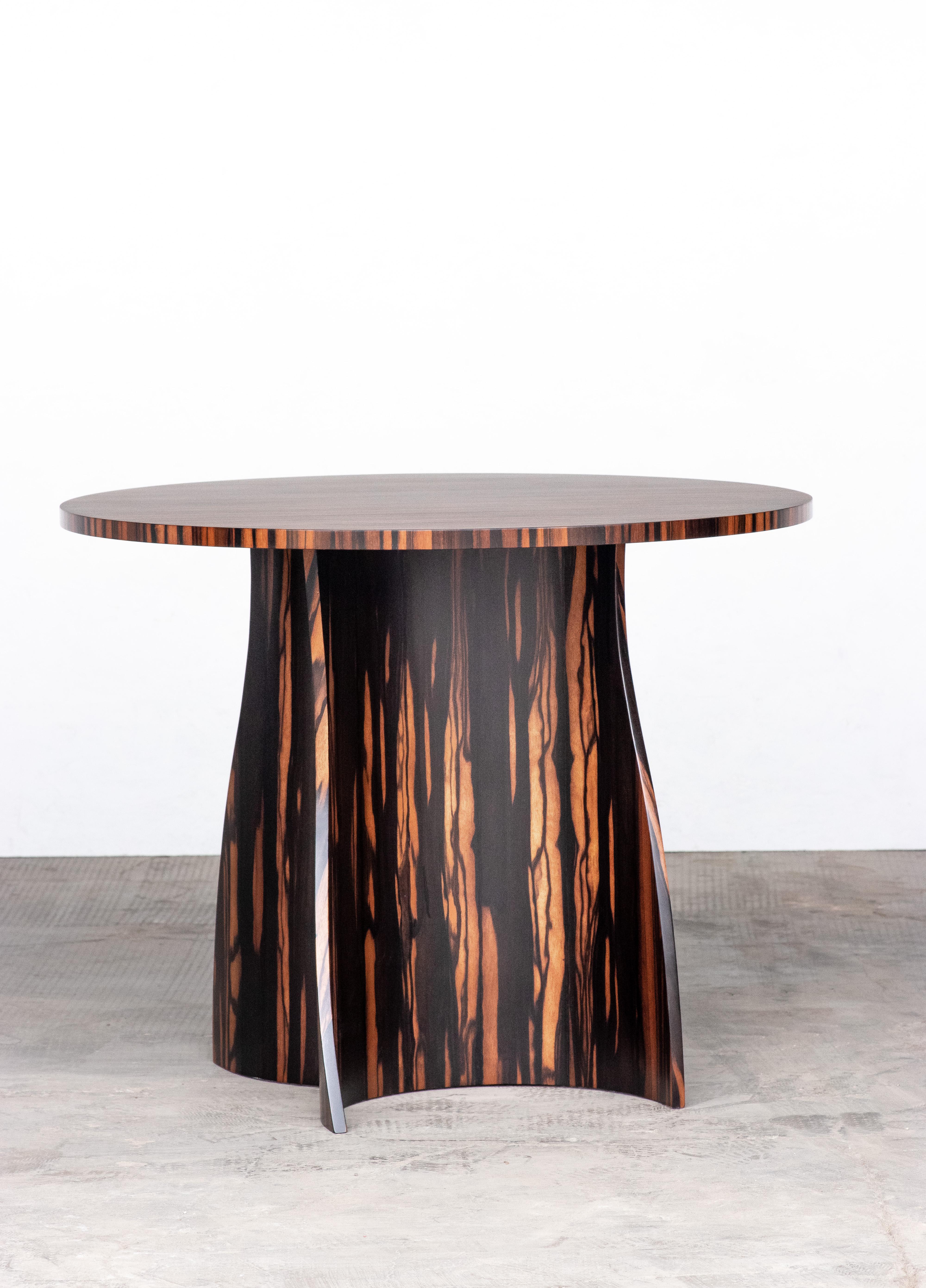 Woodwork Modern Round Side Table in Macassar Ebony from Costantini, Andino - In Stock  For Sale