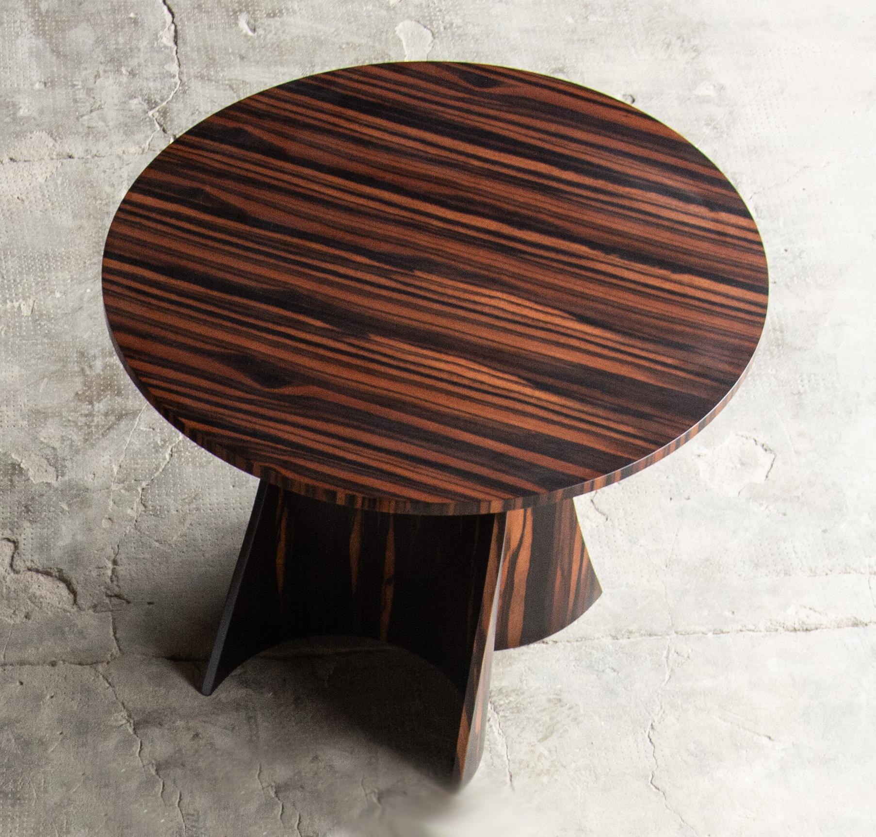Modern Round Side Table in Macassar Ebony from Costantini, Andino - In Stock  For Sale 4