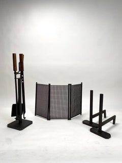 Andirons and Complete Fireplace Set by Afra & Tobia Scarpa, Italy, 1970s