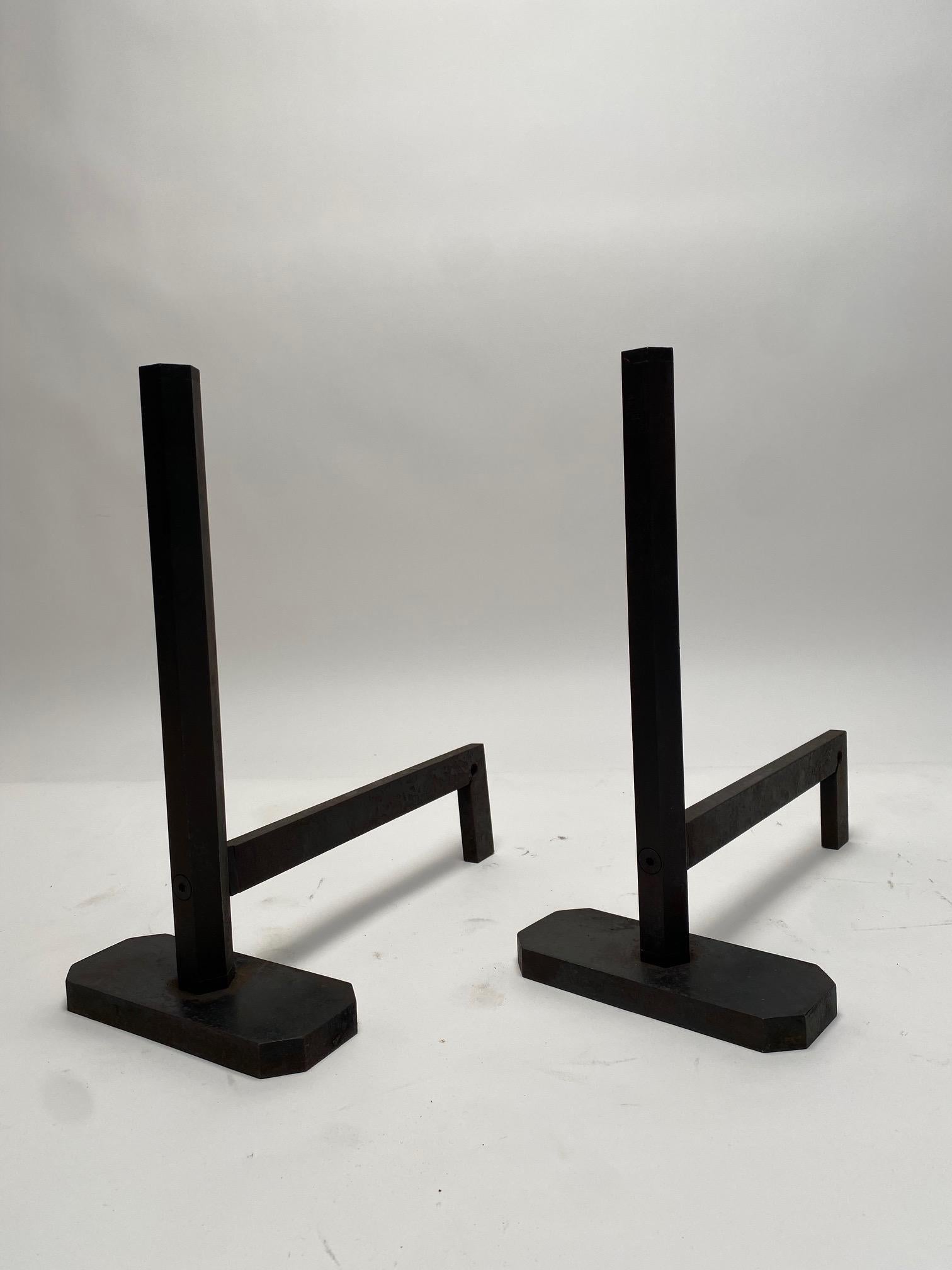 Italian Andirons and Complete Fireplace Set by Afra & Tobia Scarpa, Italy, 1970s For Sale