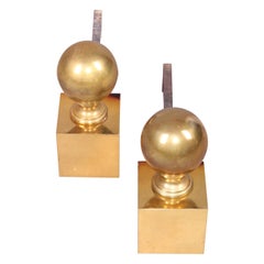 Andirons Brass Pair
