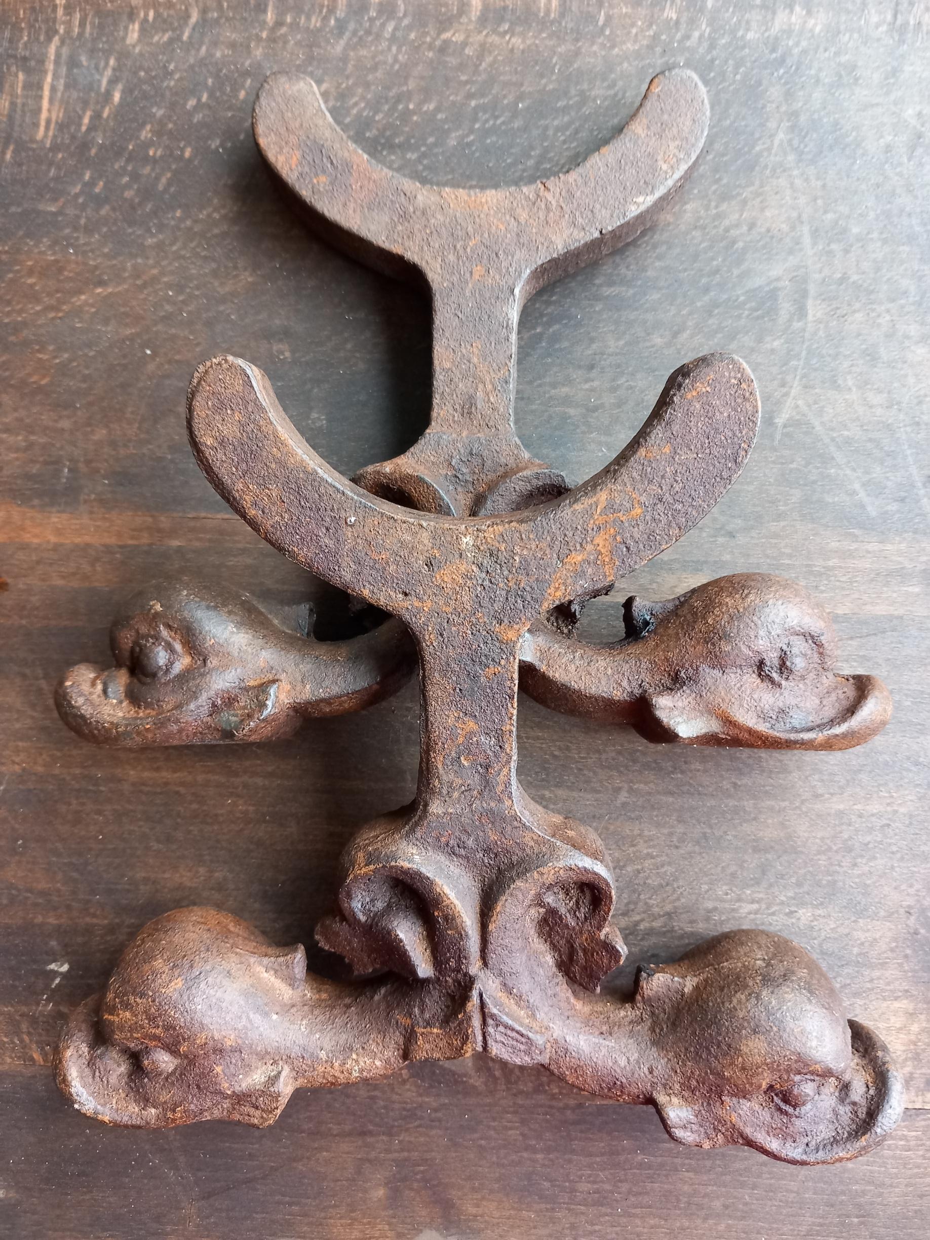 Andirons Gusseisen Antiquitäten Kamin  Eichhörnchenform, Frankreich, frühes 20. Jahrhundert  im Angebot 9