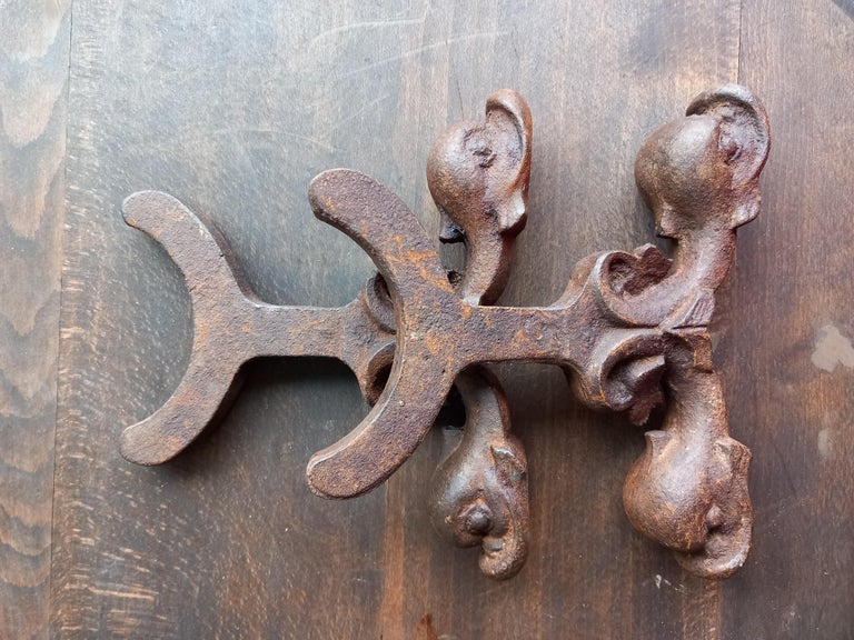 Art Deco Andirons Cast Iron Fireplace Ducks Shaped, France, Early 20th