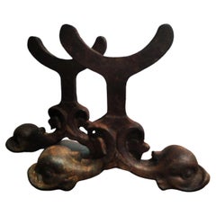 Andirons Cast Iron Art Deco Fireplace Ducks Shaped France Early 20th Century