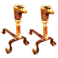 Andirons Adler in Bronze  und Eisen Spanien Mitte des 20.
