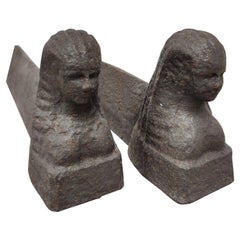 Antique Andirons / Fire Dogs, Sphinx