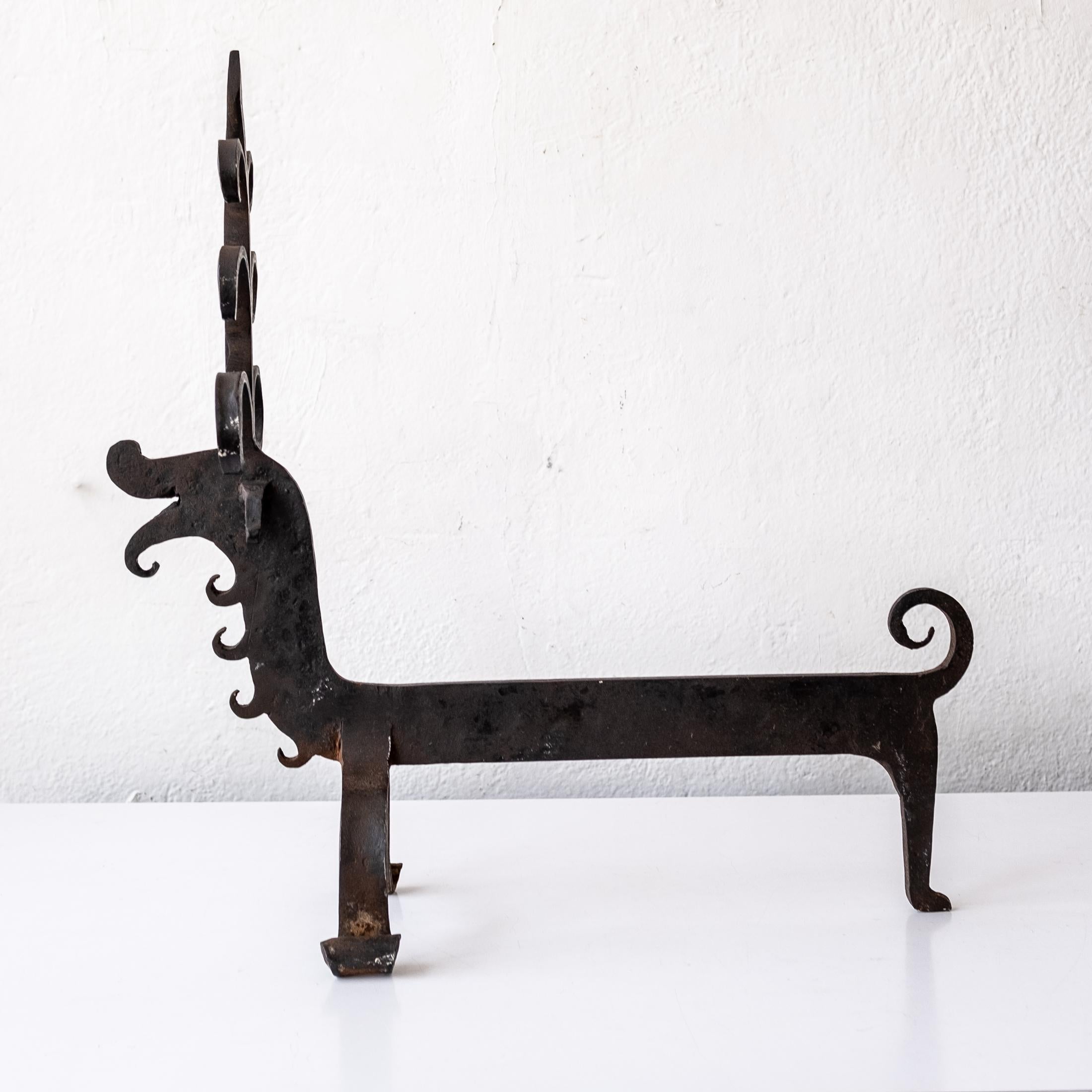 Arts and Crafts Andirons in the Style of Samuel Yellin For Sale