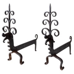 Andirons in the Style of Samuel Yellin
