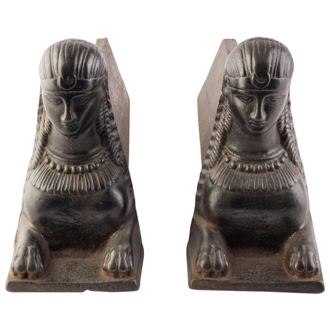 Andirons with Sphinx For Sale