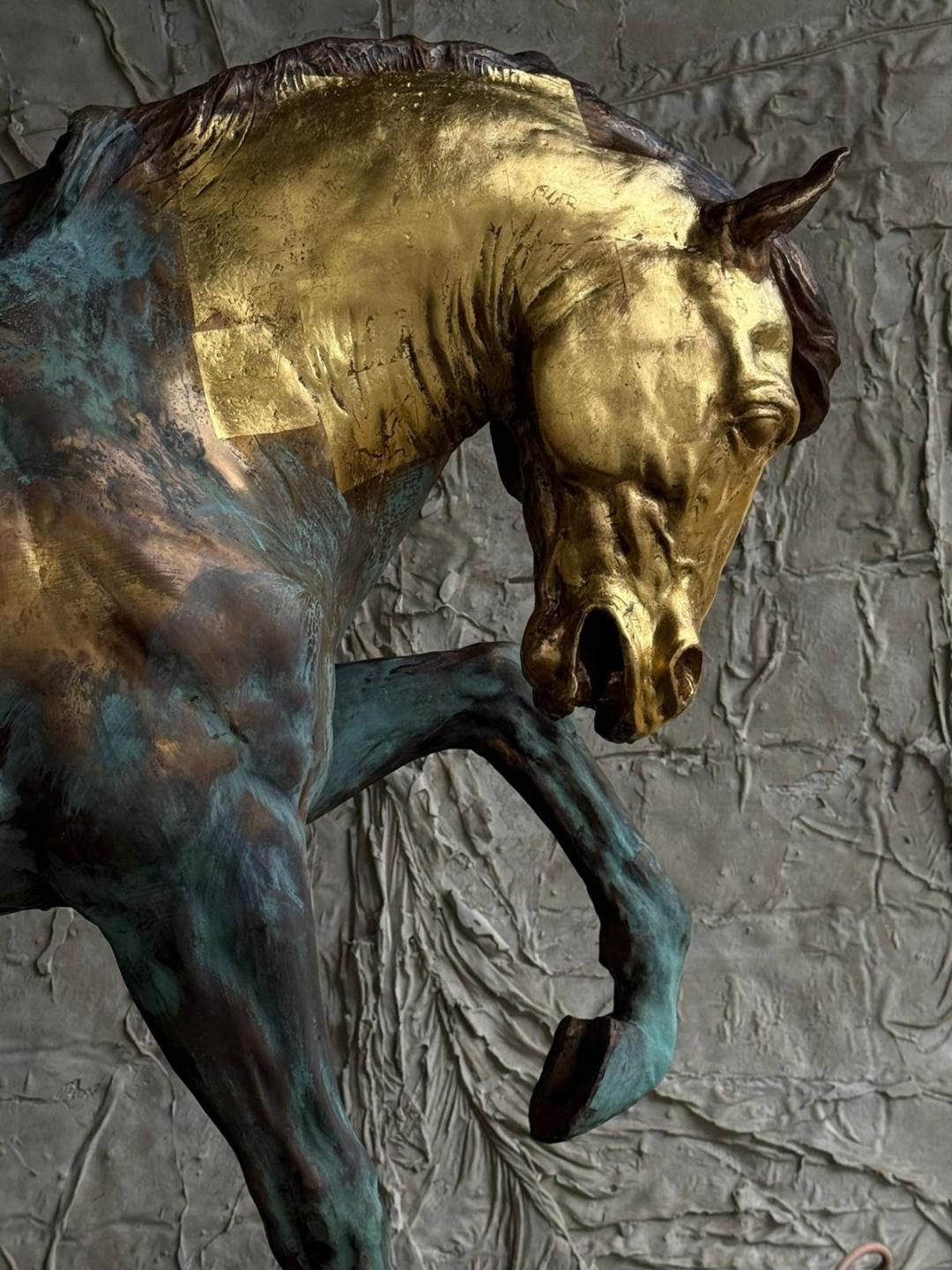 Andje Pietrzyk - Monumental Gilded Bronze Horse For Sale 3