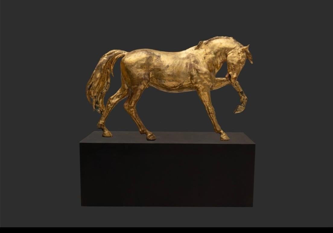 Neoclassical Andje Pietrzyk - Monumental Gilded Bronze Horse For Sale