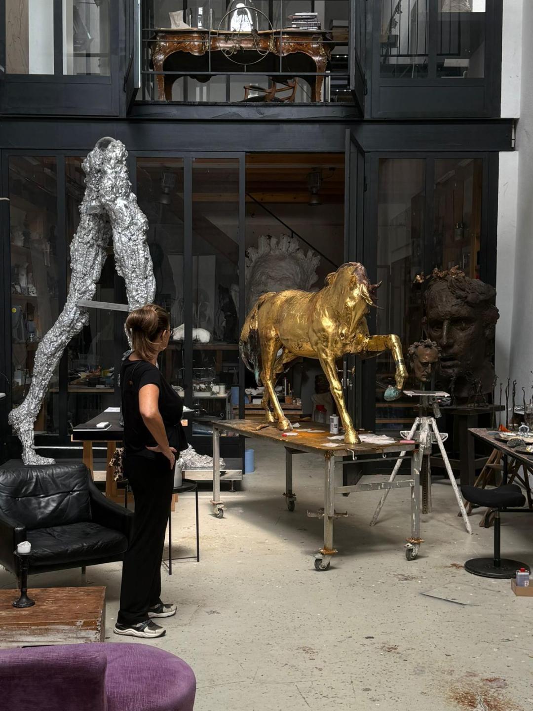 Andje Pietrzyk - Monumental Gilded Bronze Horse In Excellent Condition For Sale In BARSAC, FR