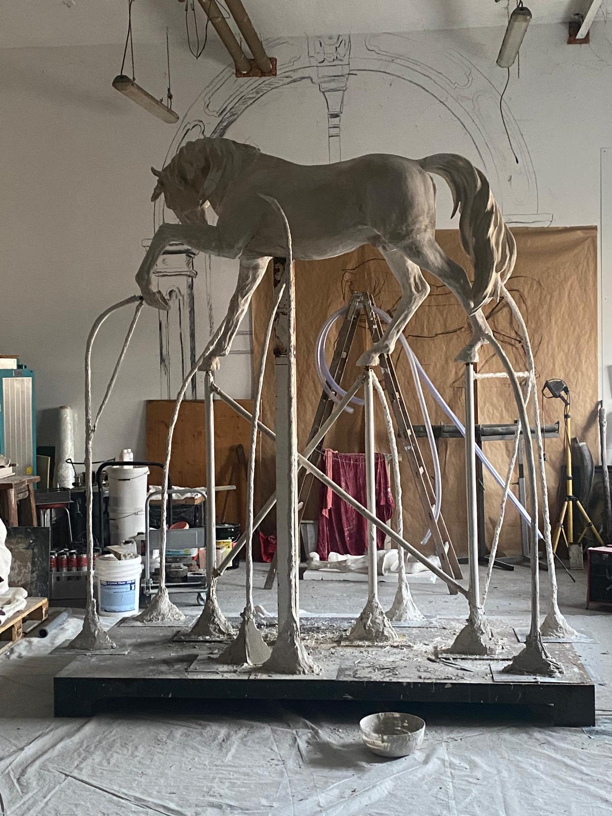 Andje Pietrzyk - Monumental Gilded Bronze Horse For Sale 1