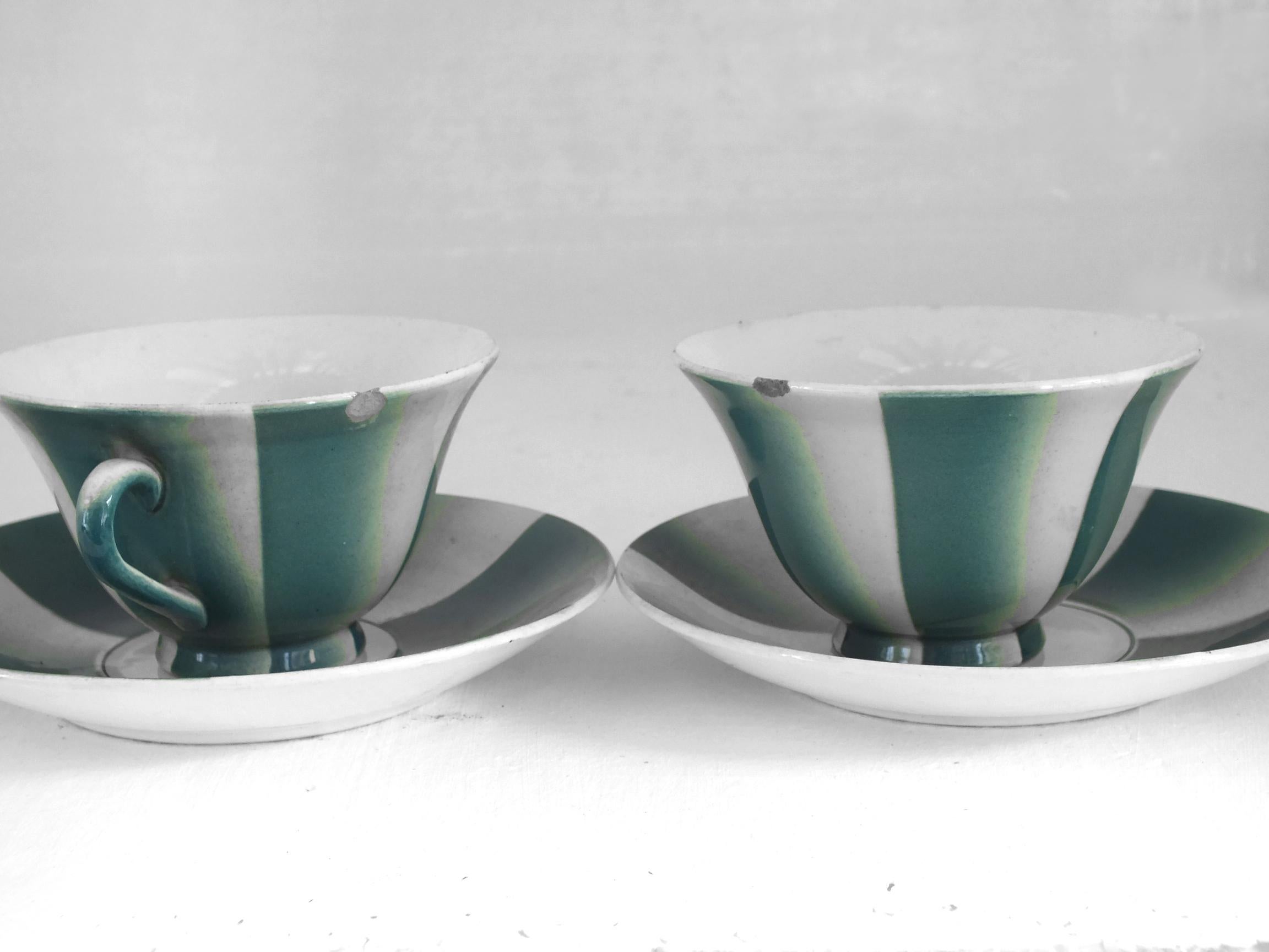 Andlovitz Guido Design for Lavenia Italy/Laveno Set of Four Cups with Plates For Sale 3