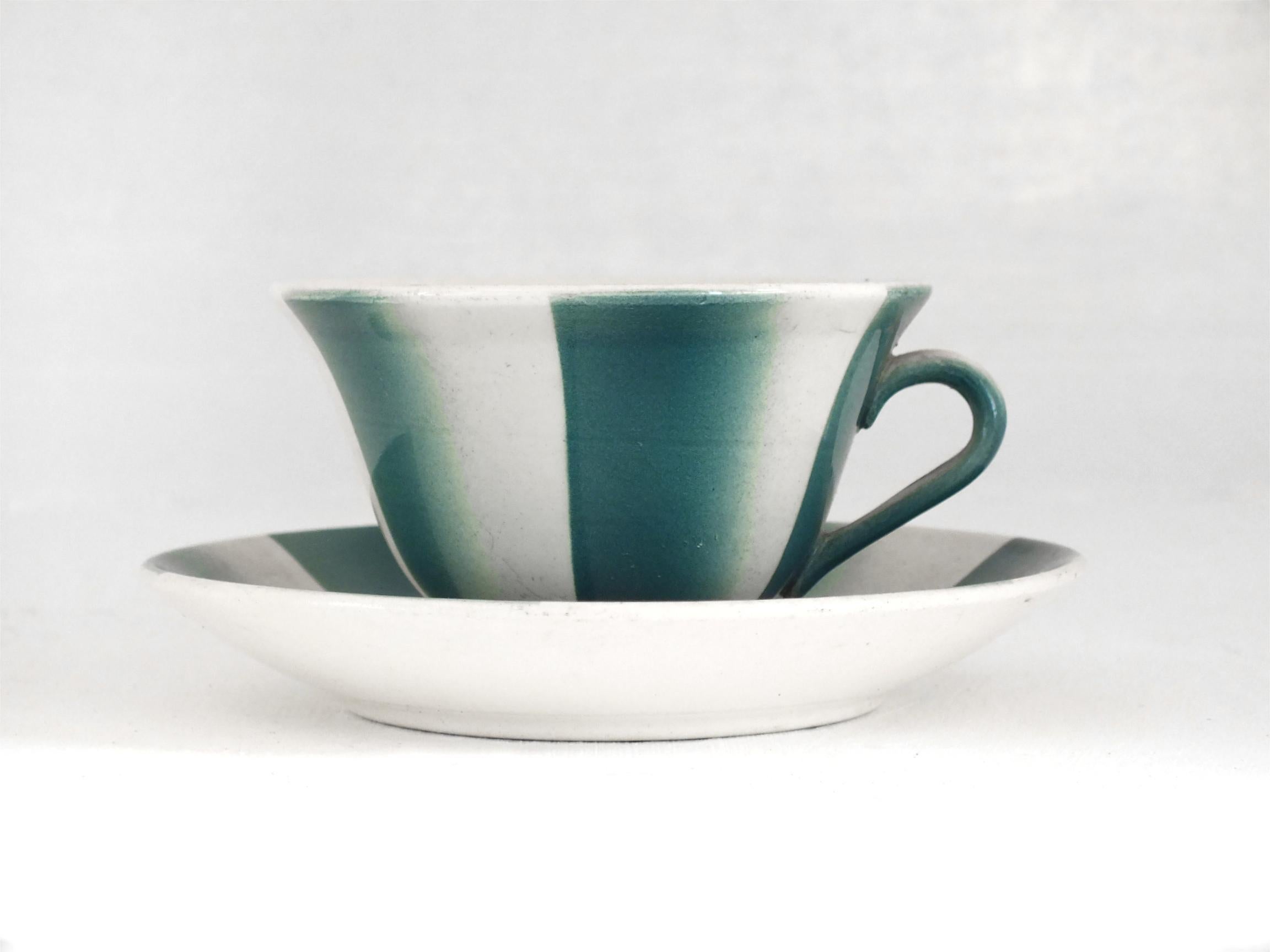 Guido Andlovitz diseño para Lavenia Italia/Laveno juego de cuatro tazas con platos en Bueno estado para la venta en Biella, IT