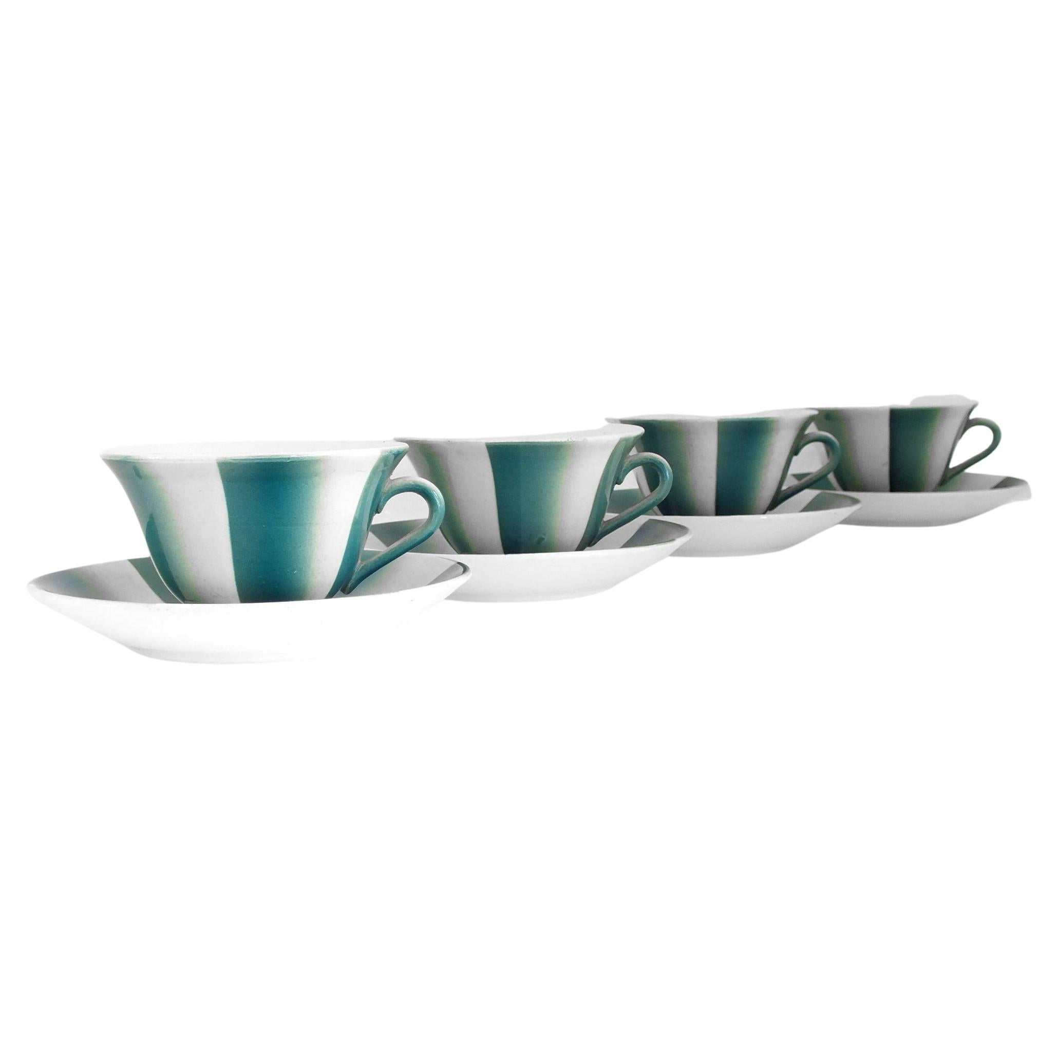 Andlovitz Guido Design for Lavenia Italy/Laveno Set of Four Cups with Plates