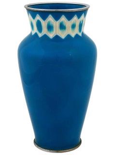Ando Factory Japanese Blue Cloisonne Enamel Vase