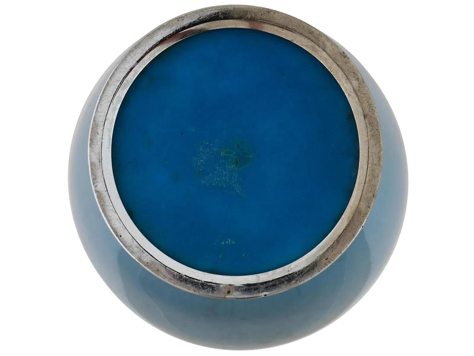 19th Century Ando Factory Japanese Blue Cloisonne Enamel Vase For Sale
