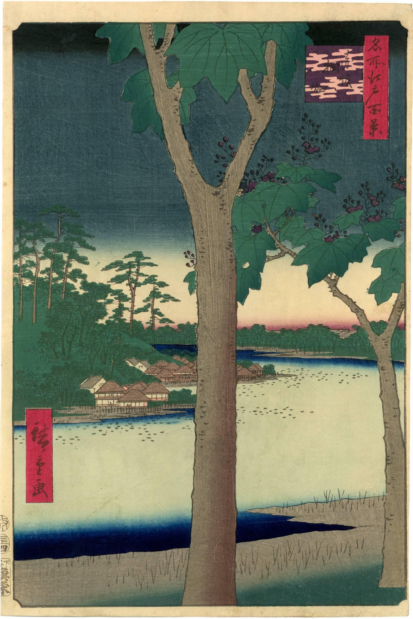 Utagawa Hiroshige (Ando Hiroshige) Landscape Print - Akasaka Kiribatake from 100 Famous Views of Edo