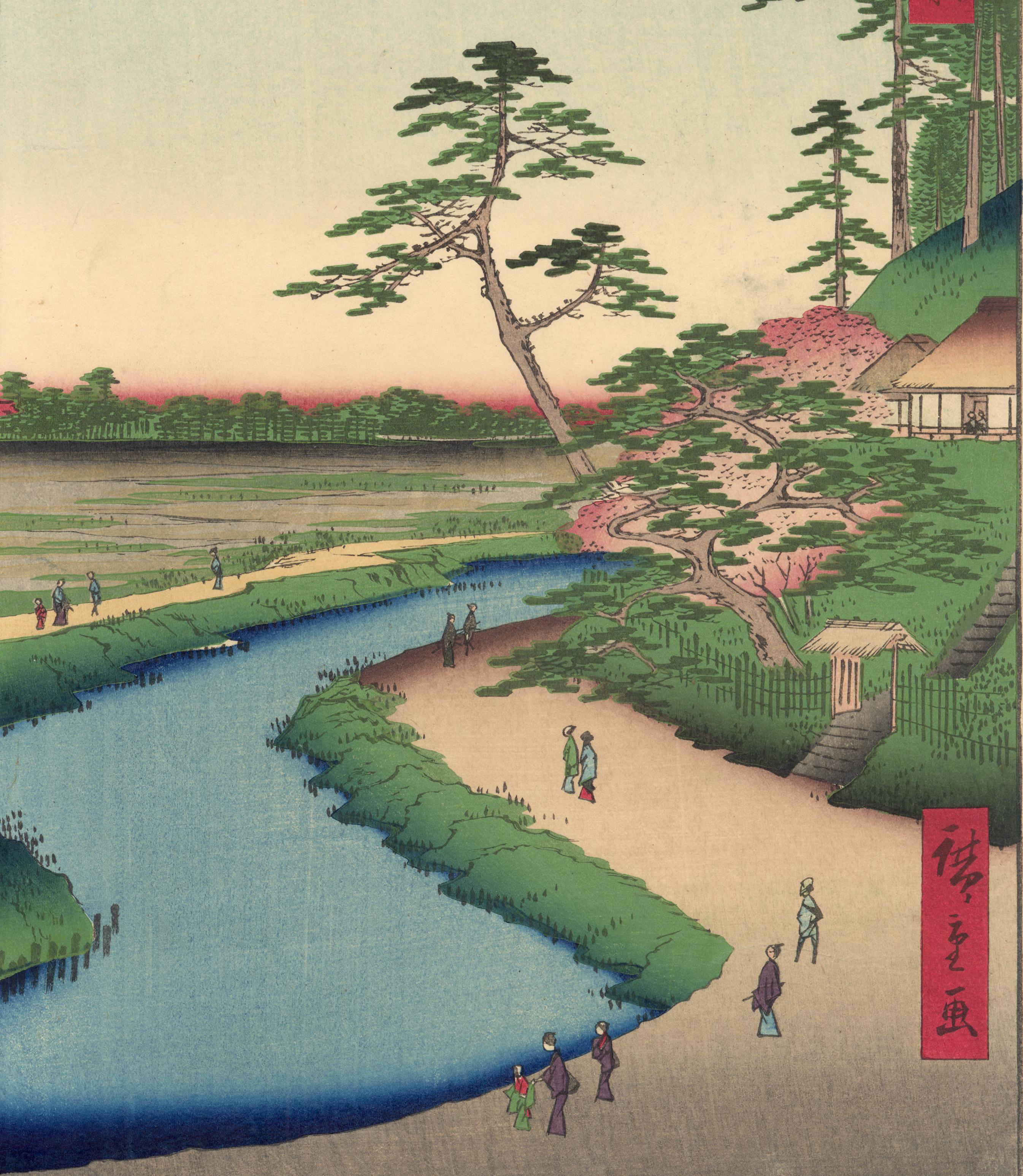 Basho's Hermitage (First, Deluxe Edition) from 100 Views of Edo - Print by Utagawa Hiroshige (Ando Hiroshige)
