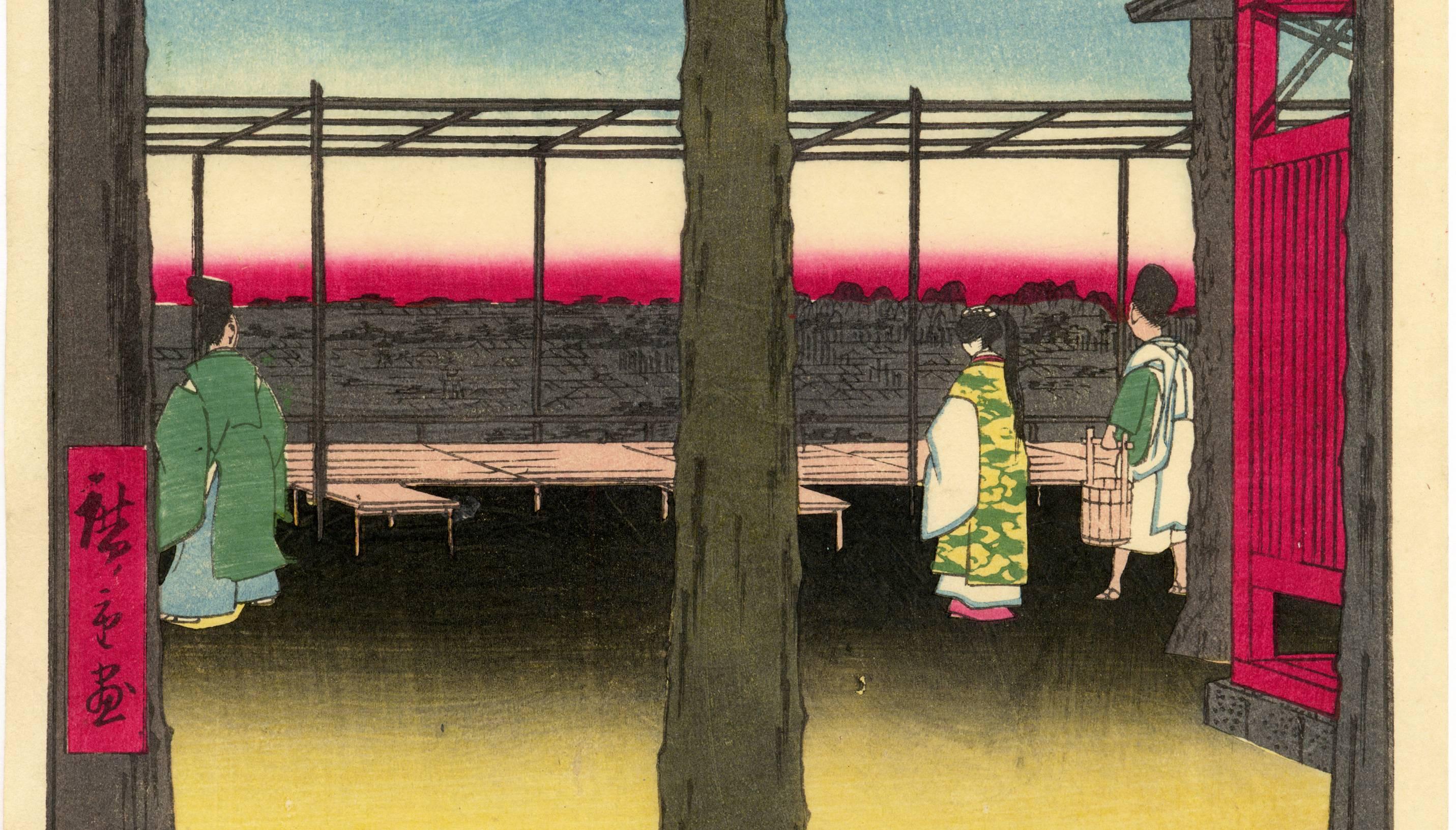 Dawn at Kanda Myojin Shrine from 100 Famous Views of Edo - Print by Utagawa Hiroshige (Ando Hiroshige)