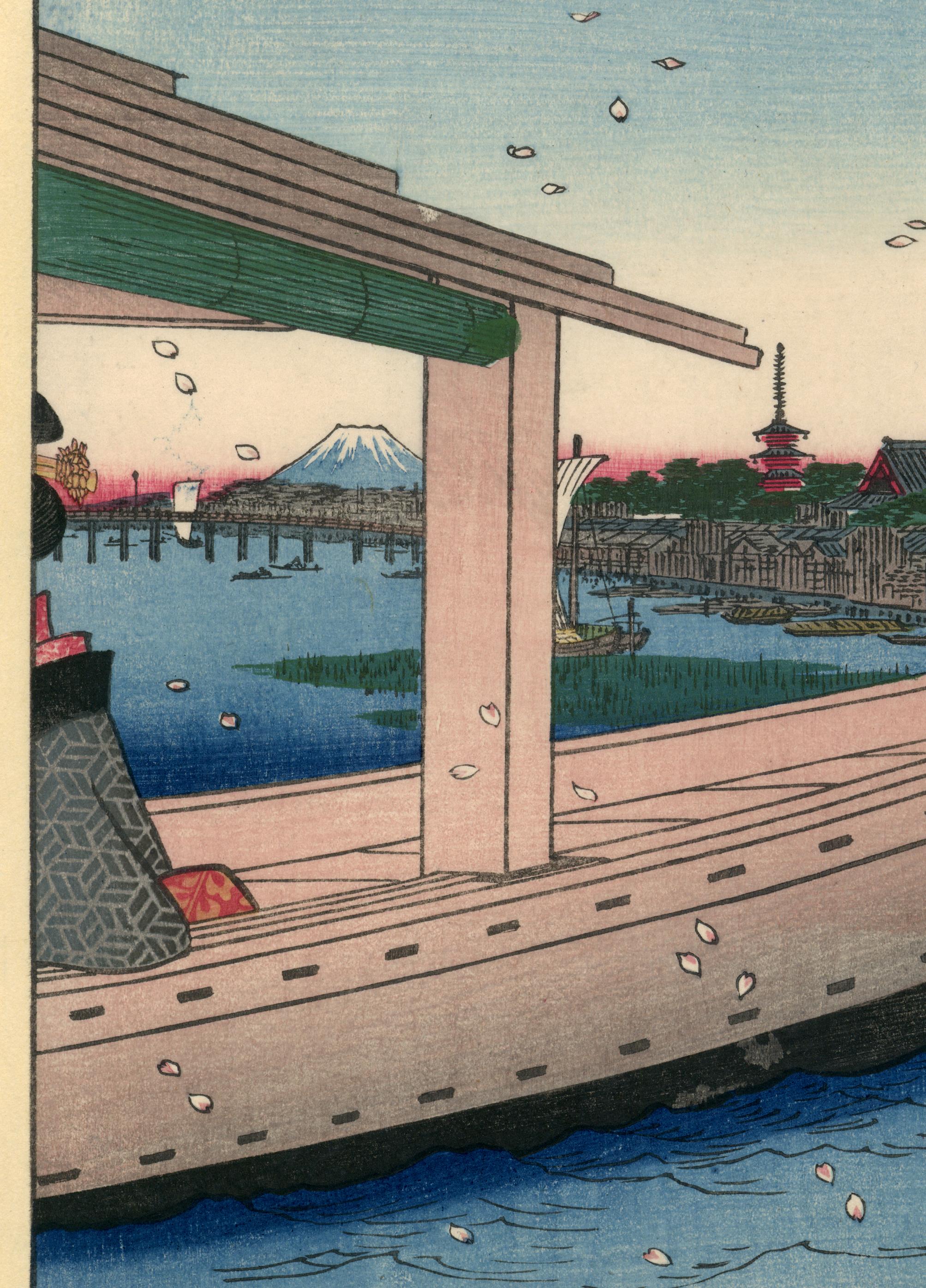 Distant View of Kinryuzan Temple and Azuma Bridge - Edo Print by Utagawa Hiroshige (Ando Hiroshige)