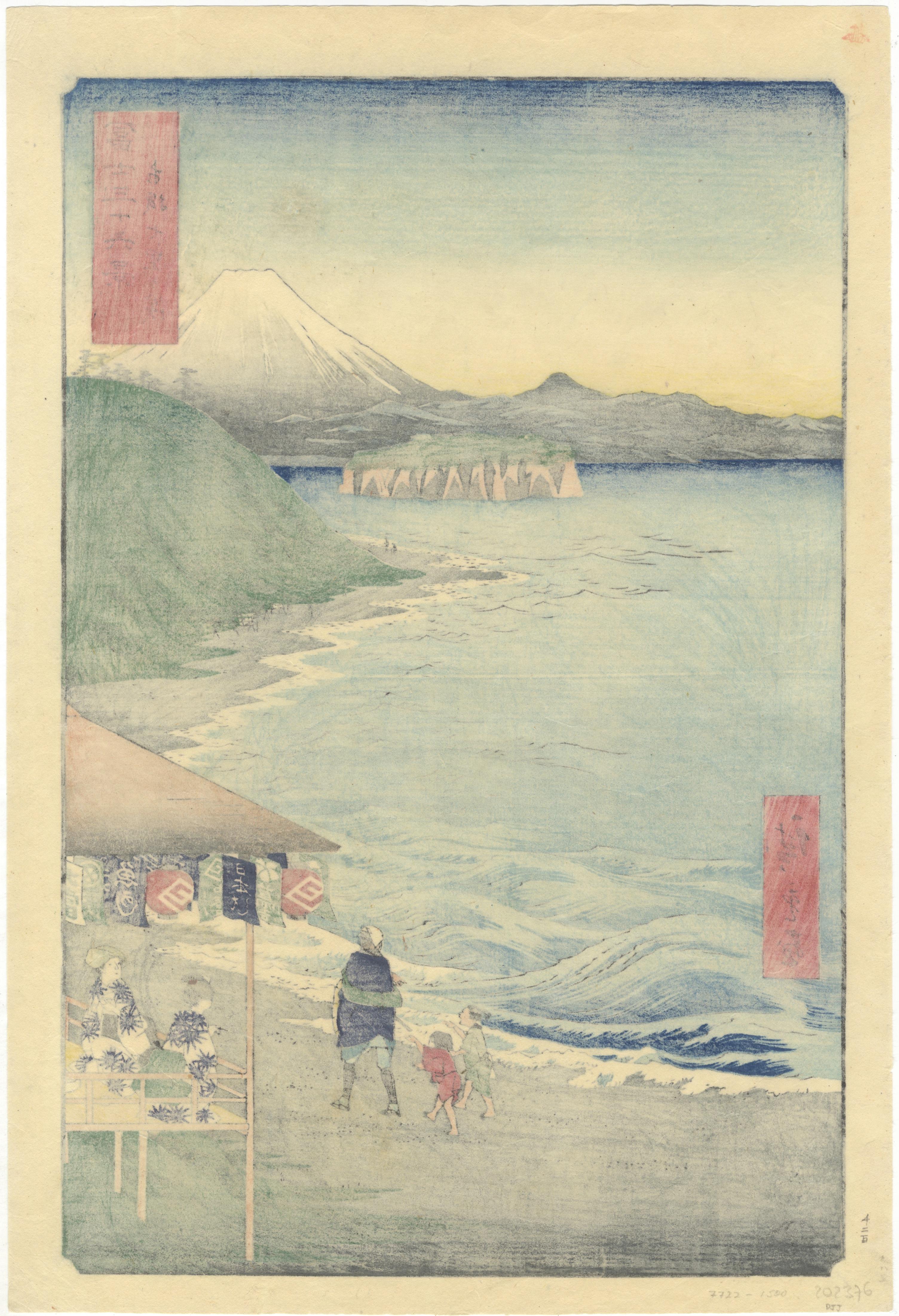 Hiroshige I, 36 Views of Fuji, Shichirigahama, Original Woodblock Print, Edo 1