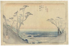 Hiroshige I Ando, Shirasuka, Landscape, Original Japanese Woodblock Print, Edo
