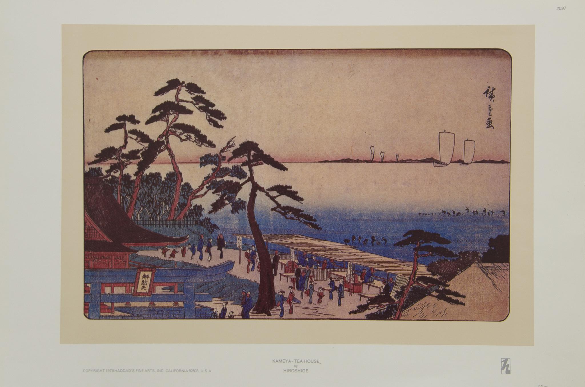 Utagawa Hiroshige (Ando Hiroshige) Landscape Print - Kameya - Tea House 