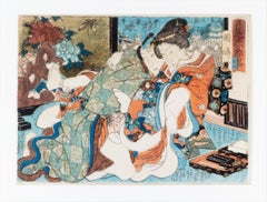 'Lovers of Okazaki' Original Erotic Shunga Woodblock Print by Utagawa Hiroshige