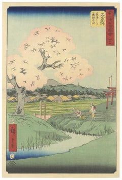 Ando Hiroshige, Original Japanese Woodblock Print, Ukiyo-e, Cherry Blossoms, Edo