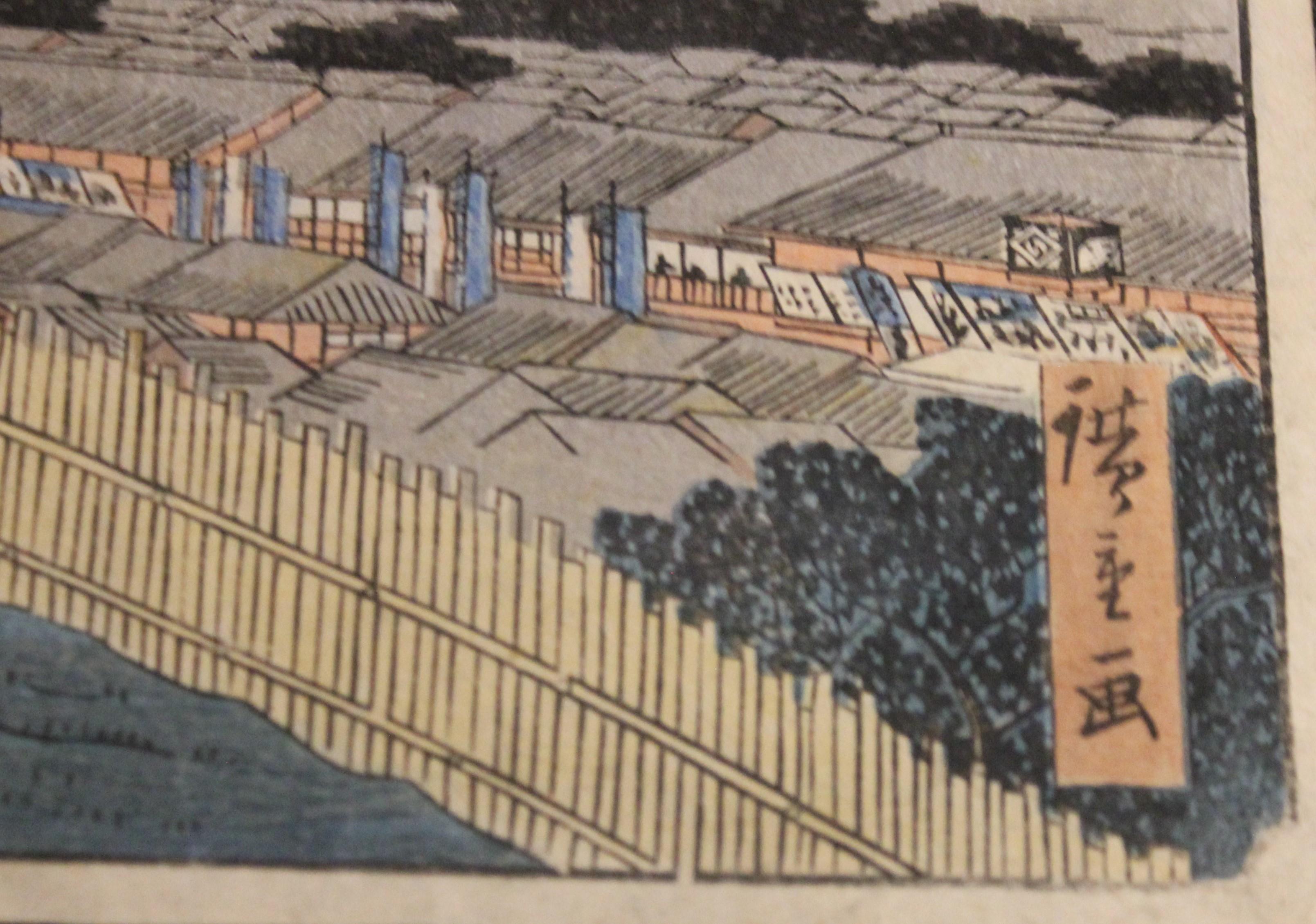 Saruwaka-machi District and Kinryûzan Temple Seen from Matsuchiyama - Print by Utagawa Hiroshige (Ando Hiroshige)